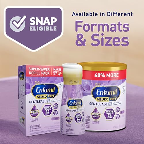 Enfamil NeuroPro Gentlease Baby Formula, Brain Building DHA, HuMO6 Immune Blend, Designed to Reduce Fussiness, Crying, Gas & Spit-up in 24 Hrs, has Prebiotics to Promote Softer Stools, Reusable Tub, 19.5 Oz