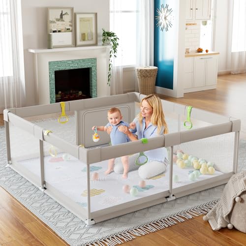 Fodoss Baby Playpen, Playpen for Babies & Toddlers, 47x47 Small Baby Play Pen,Toddler Playpen for Apartment,Play Yard for Baby,Baby Activity Play Fence, Extra Large Baby Playard