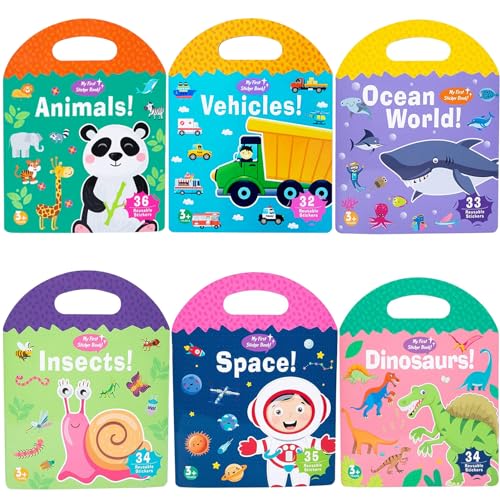 Portable Jelly Quiet Busy Sticker Book, Animal Reusable Sticker Books for Kids, Toddler Sticker Activity Book Preschool Learning Activities Educational Toys for Girls Boys Ages 3+ Birthday Gifts