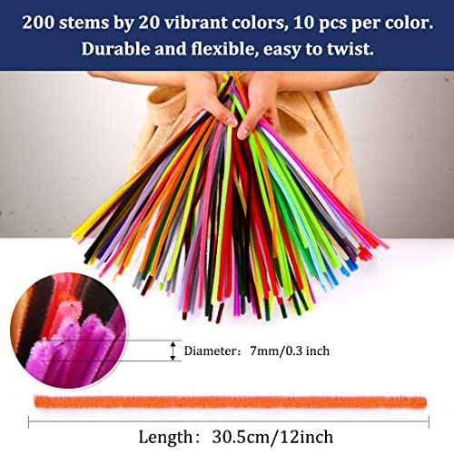 Pipe Cleaners, Pipe Cleaners Craft, Arts and Crafts, Crafts, Craft Supplies, Art Supplies (200 Multi-Color Pipe Cleaners)…