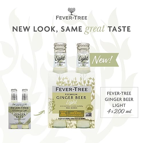 Fever Tree Ginger Beer - Premium Quality Mixer - Refreshing Beverage for Cocktails & Mocktails. Naturally Sourced Ingredients, No Artificial Sweeteners or Colors - 150 ML Cans - Pack of 24