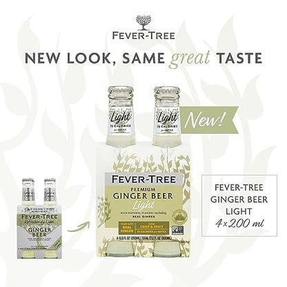 Fever Tree Ginger Beer - Premium Quality Mixer - Refreshing Beverage for Cocktails & Mocktails. Naturally Sourced Ingredients, No Artificial Sweeteners or Colors - 150 ML Cans - Pack of 24