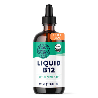 Vimergy USDA Organic B12, 30 Servings – Alcohol Free B-12 Liquid Vitamin - Supports Brain Energy, Nervous System, Cognition, Memory - No Gluten, Non-GMO, Vegan & Paleo - Naturally Sweet Flavor (30 ml)