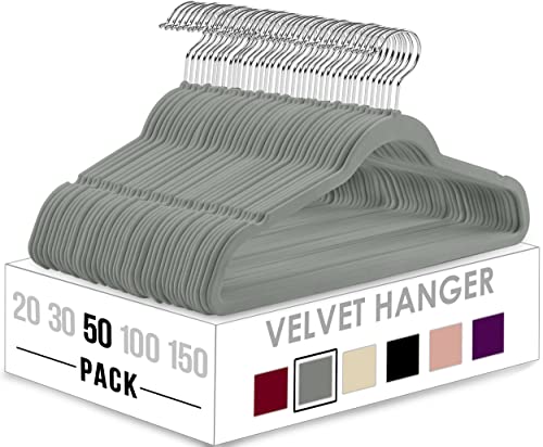 Utopia Home Velvet Hangers 50 Pack - Non-Slip Clothes Hangers - Black Hangers - Suit Hangers with 360 Degree Rotatable Hook - Heavy Duty Coat Hangers - Pants Hangers