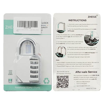 ZHEGE Combination Lock, 4 Digit Combination Padlock Outdoor, School Lock, Gym Lock (Pink)