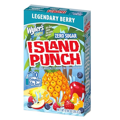 Wyler's Light Island Punch Singles to Go, Variety Pack, Fruity Red Punch, Purple Berry Wave, Berry Jammer and Blue Ocean Breeze, 1 Box (40 Single Servings)