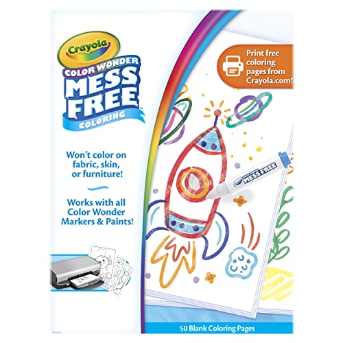 Crayola Color Wonder Mess Free Coloring, Blank Coloring Pages, 50 Count, Printable Page Refill Set