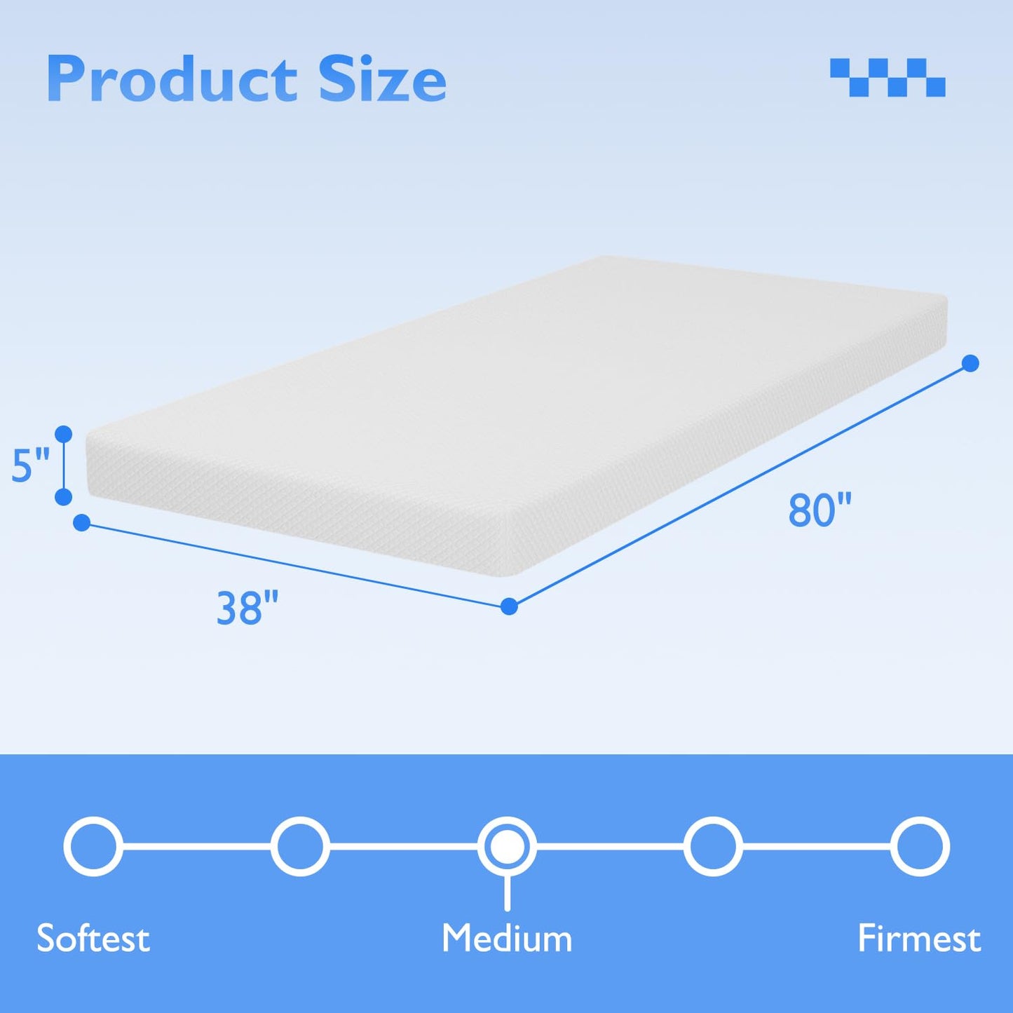 FDW 5 Inch Gel Memory Foam Mattress Medium-Firm Mattress for Pressure Relief & Cooler Sleep Mattress for Kid Adults CertiPUR-US Certified Mattress in a Box,Twin