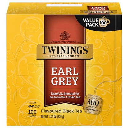 Twinings English Breakfast Black Tea, 100 Individually Wrapped Tea Bags, Smooth, Flavourful, Robust, Caffeinated, Enjoy Hot or Iced