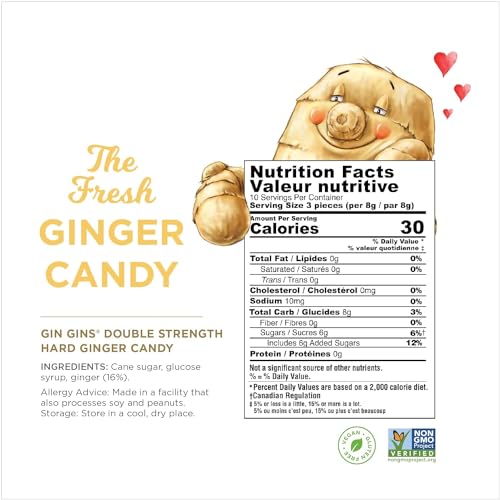 GIN GINS Original Ginger Chews by The Ginger People – Anti-Nausea and Digestion Aid, Individually Wrapped Healthy Candy – Original Flavor, 3 Oz Bag (Pack of 1)