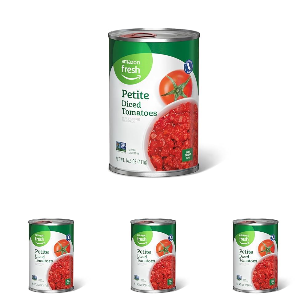 Amazon Fresh, Petite Diced Canned Tomatoes, 14.5 Oz (Previously Happy Belly, Packaging May Vary)