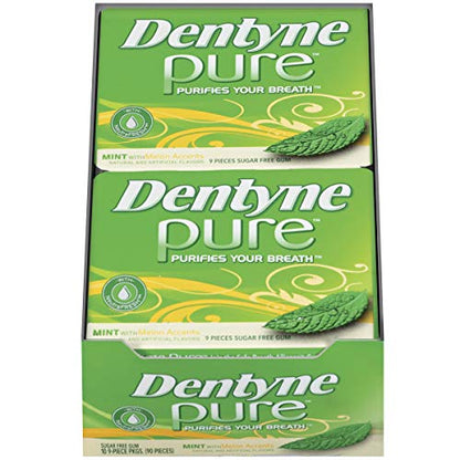 Dentyne Pure Mint with Herbal Accents Sugar Free Gum, 10 Packs of 9 Pieces (90 Total Pieces)