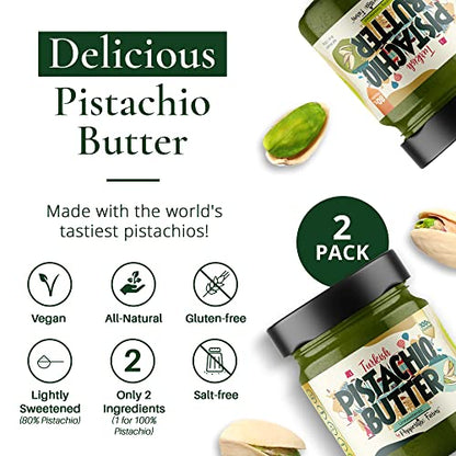 Peppertux Farms Pistachio Cream - Natural Vegan Spread Pistachio Paste for Baking, Cake, Ice Cream, Cookie & More - High Protein Turkish Pistachios Flavoring - Gluten-Free, Unrefined Sugar (7oz)