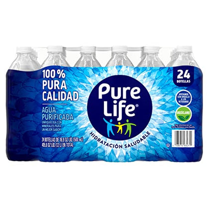 Pure Life, Purified Water, 8 Fl Oz, Plastic Bottled Water, 24 Pack