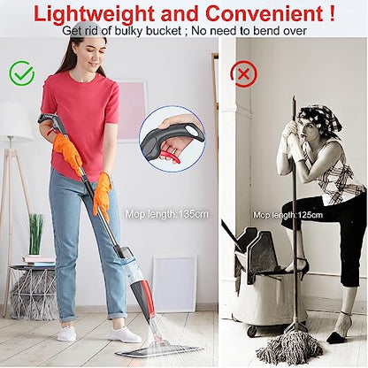 Spray Mop for Floor Cleaning with 3pcs Washable Pads - Wet Dry Microfiber Mop with 800 ml Refillable Bottle for Kitchen Wood Floor Hardwood Laminate Ceramic Tiles Floor Dust Cleaning