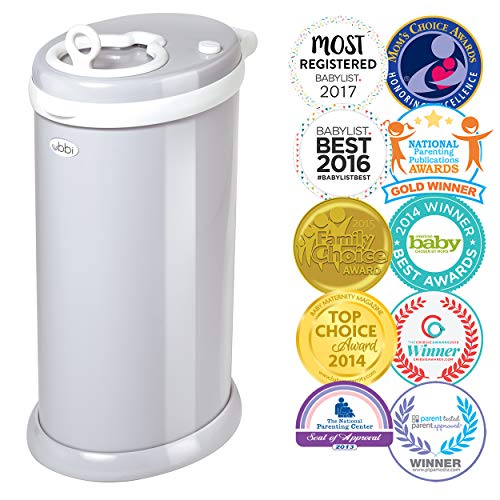 Ubbi Steel Diaper Pail, Odor Locking, No Special Bag Required, Award-Winning, Registry Must-Have, White