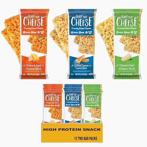 Just the Cheese Cheese Crisps | High Protein Baked Keto Snack | Made with 100% Real Cheese | Gluten Free | Low Carb Lifestyle | VARIETY PACK, 0.8 Ounces (Pack of 12)