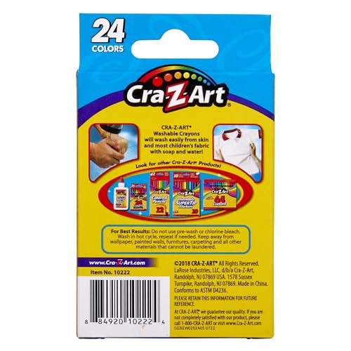 Cra-Z-Art Washable Crayons, 24 Count, Crayons for Kids Back To School Supply List Essential