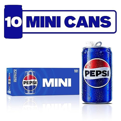 Diet Pepsi Soda, 7.5 Fl Oz Mini Cans, (Pack of 10)