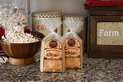 Amish Country Popcorn - Baby White (6 Pound Bag) - Small & Tender Popcorn - Old Fashioned And Delicious with Recipe Guide