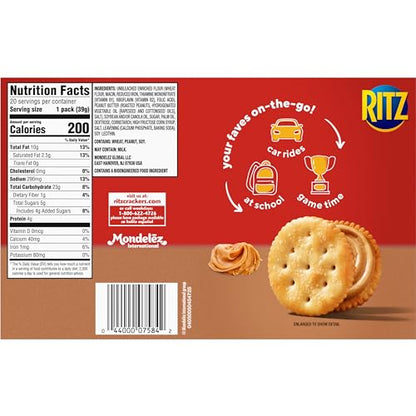 RITZ Peanut Butter Sandwich Crackers, 48 Snack Packs (6 Boxes, 6 Crackers Per Pack)