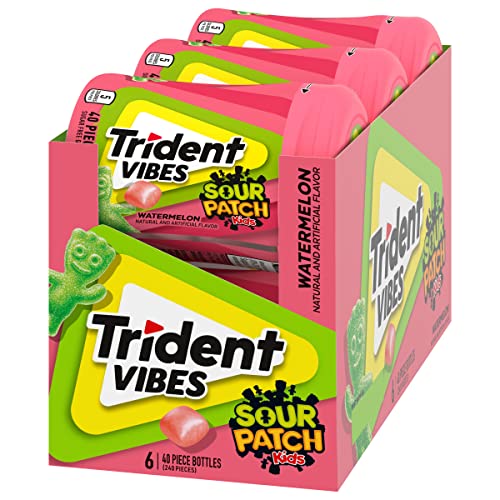 Trident Vibes Spearmint Rush Sugar Free Gum, 6 Bottles of 40 Pieces (240 Total Pieces)