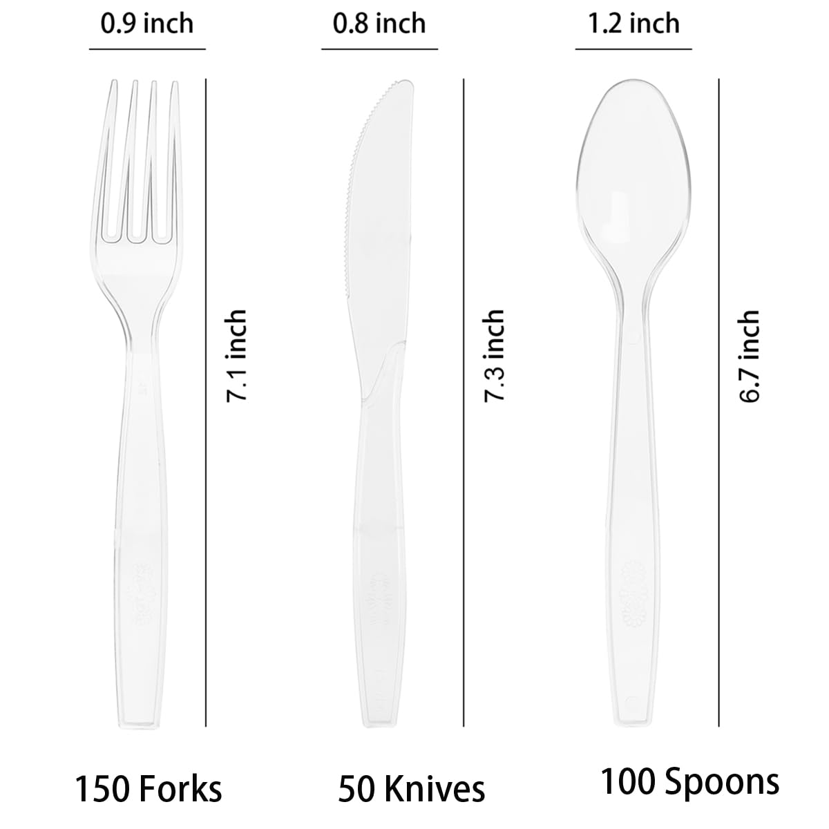 200 Count Plastic Silverware, Heavy Weight Plastic Forks Spoons Disposable Utensils Cutlery Set for Wedding Party Supplies Everyday Use