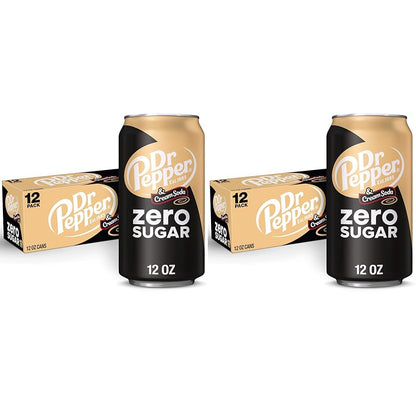 Dr Pepper Zero Strawberries and Cream Soda, 12 fl oz cans, 12 Pack