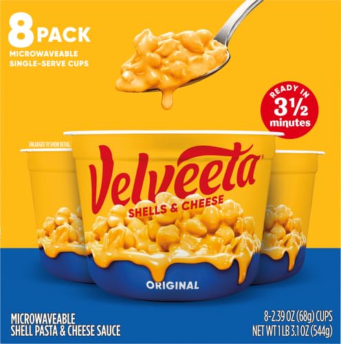 Velveeta Shells & Cheese Original Microwavable Macaroni and Cheese Cups (4 ct Pack, 2.39 oz Cups)