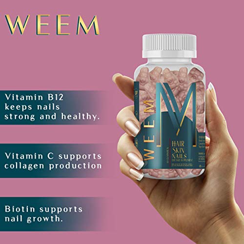 WEEM Biotin Gummies for Hair, Skin and Nails - Vegan Vitamins for Men & Women, Supports Faster Hair Growth and Stronger Nails - Extra Strength 10,000mcg