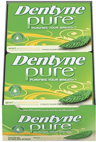 Dentyne Pure Mint with Herbal Accents Sugar Free Gum, 10 Packs of 9 Pieces (90 Total Pieces)