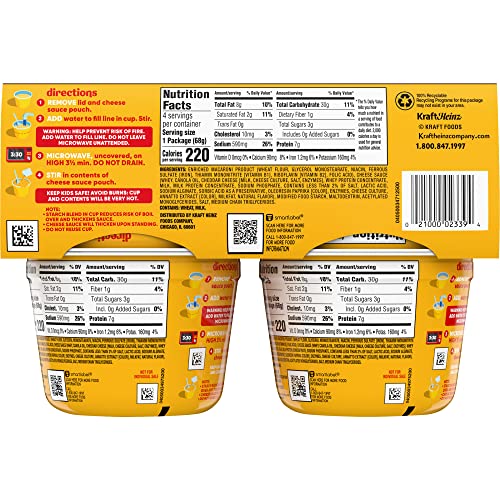 Velveeta Shells & Cheese Original Microwavable Macaroni and Cheese Cups (4 ct Pack, 2.39 oz Cups)