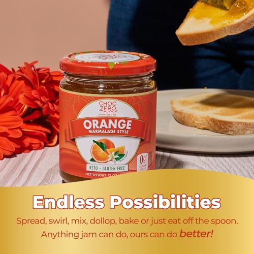 Keto Strawberry Jam, No Sugar Added - Monk Fruit Sweetened, Gluten Free Spread from ChocZero, 12 oz