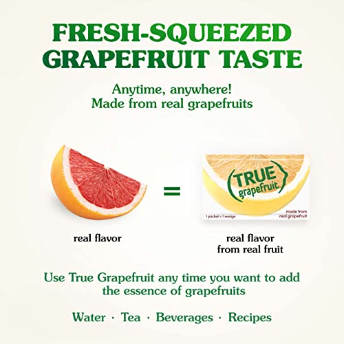 TRUE GRAPEFRUIT Water Enhancer (32 Packets) | Zero Calorie Unsweetened Water Flavoring | For Water, Bottled Water & Recipes | Water Flavor Packets Made with Real Grapefruit