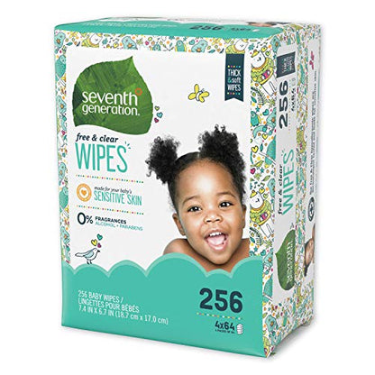 Seventh Generation Baby Wipes, Sensitive Protection with Flip Top Dispenser, White, unscented, 72 Count (Pack of 7) (Packaging May Vary)