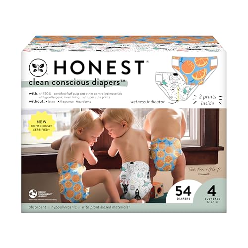 The Honest Company Clean Conscious Diapers | Plant-Based, Sustainable | Above It All + Pandas | Club Box, Size Newborn, 72 Count