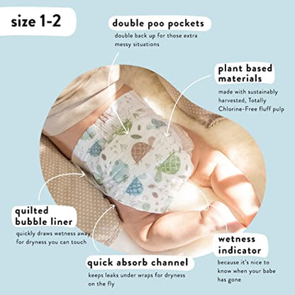 The Honest Company Clean Conscious Diapers | Plant-Based, Sustainable | Above It All + Pandas | Club Box, Size Newborn, 72 Count