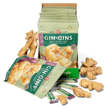 GIN GINS Original Ginger Chews by The Ginger People – Anti-Nausea and Digestion Aid, Individually Wrapped Healthy Candy – Original Flavor, 3 Oz Bag (Pack of 1)