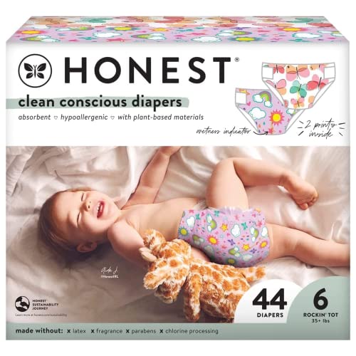 The Honest Company Clean Conscious Diapers | Plant-Based, Sustainable | Above It All + Pandas | Club Box, Size Newborn, 72 Count