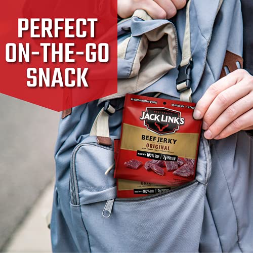 Jack Link's Beef Jerky, Original, Multipack Bags – Flavorful Meat Snacks for Lunches, Ready to Eat, Individual Packs - 7g of Protein, Made with 100% Beef – 0.625 oz (Pack of 20)