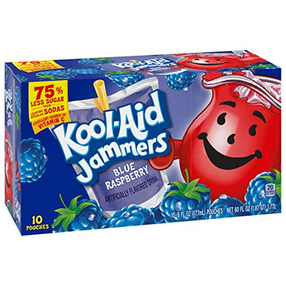 Kool-Aid Jammers Blue Raspberry Flavored Kids 0% Juice Drink (10 ct Box, 6 fl oz Pouches)