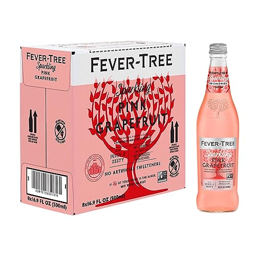 Fever Tree Sparkling Pink Grapefruit - Premium Mixer - Refreshing Beverage for Cocktails & Mocktails. Naturally Sourced Ingredients, No Artificial Sweeteners or Colors - 500 ML Bottles - Pack of 8