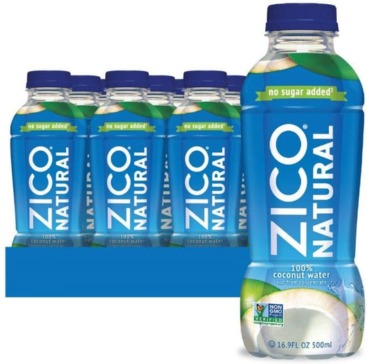 Zico 100% Coconut Water, NO added Sugar, Refreshingly Delicious, Hydration with Electrolytes, 16.9 Fl Oz (Pack of 12)