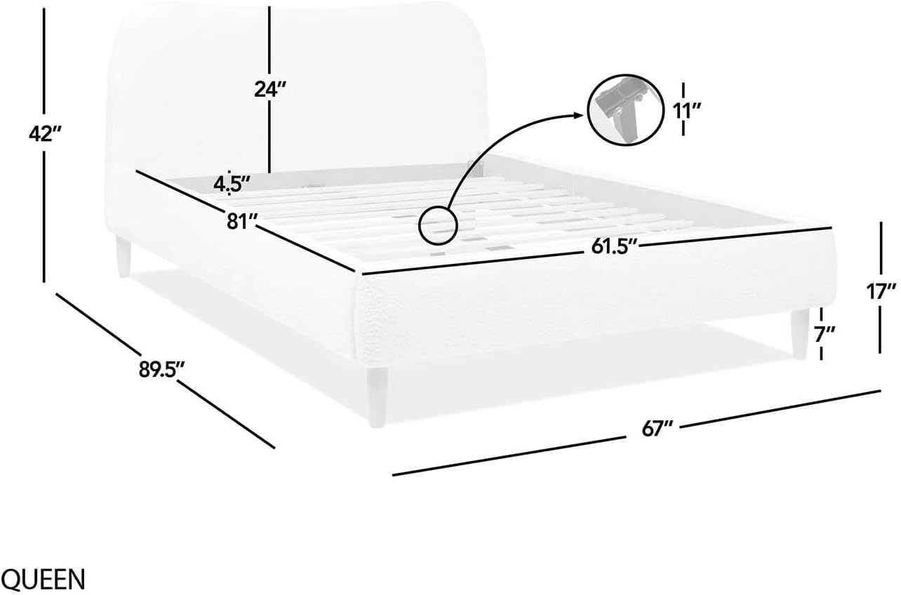 Jennifer Taylor Home Roman Curved Headboard Performance Velvet Upholstered Modern Platform Bed Frame