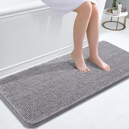 OLANLY Bathroom Rugs 24x16, Extra Soft Absorbent Chenille Bath Rugs, Non-Slip, Dry Quickly, Machine Washable, Bath Mats for Bathroom Floor, Tub and Shower, Beige