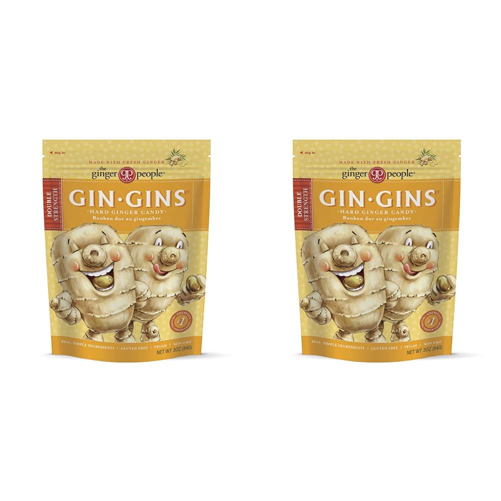 GIN GINS Original Ginger Chews by The Ginger People – Anti-Nausea and Digestion Aid, Individually Wrapped Healthy Candy – Original Flavor, 3 Oz Bag (Pack of 1)