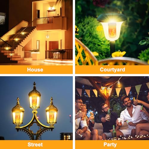 CPPSLEE LED Flame Light Bulbs, 4 Modes Flickering Light Bulbs, E26 Base Fire Flame Bulb, Halloween, Christmas Party Porch Outdoor and Indoor Home Decorations(Yellow, 2 Pack)