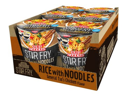 Nissin Cup Noodles Stir Fry Rice with Noodles, General Tso's Chicken, 2.68 Ounce (Pack of 6)