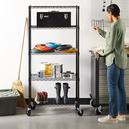 Amazon Basics 3-Shelf Adjustable, Heavy Duty Storage Shelving Unit (250 lbs loading capacity per shelf), Steel Organizer Wire Rack, 23.2"L x 13.4"W x 30"H, Black