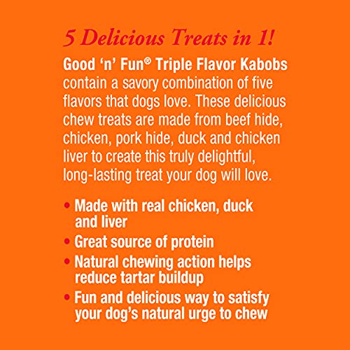 Good'N'Fun Triple Flavored Rawhide Kabobs For Dogs